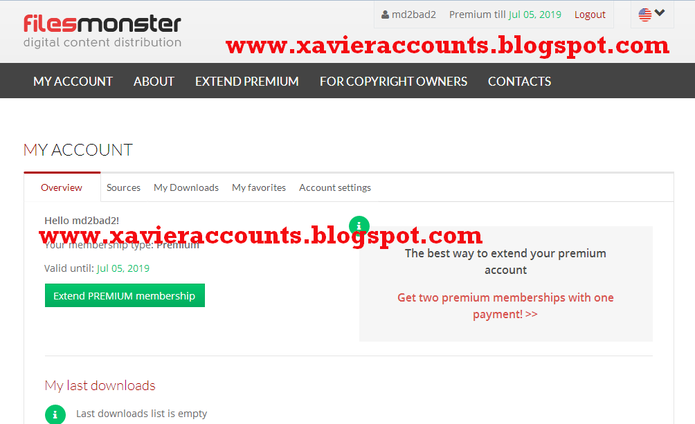 Filesmonster premium account password list